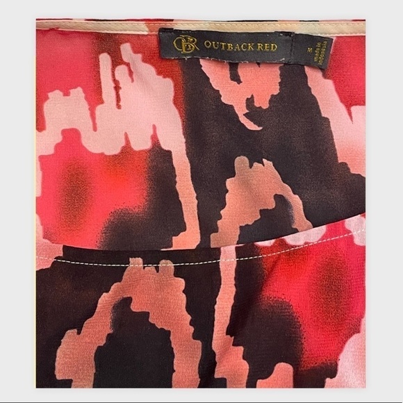 OUTBACK RED Pink, Red, Black & White Blouse Oversized Sleeves and Elastic Waist - Picture 7 of 7